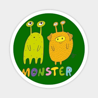 Green and Yellow - Two Monsters Friends Magnet